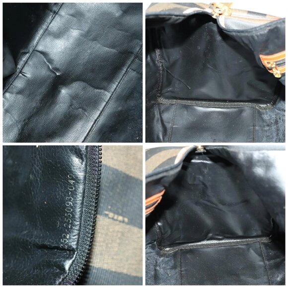 FENDI Pecan Canvas Boston Bag PVC Black Brown Auth hk2948 - Picture 15 of 16